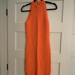 Coral colored bodycon dress